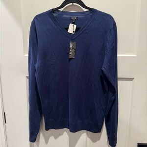 NWT Apt. 9 Men's Navy Merino Wool V-Neck Sweater